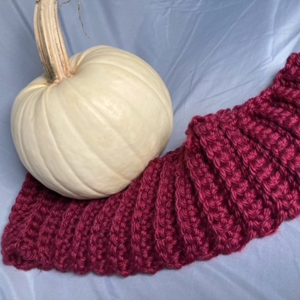 Wine Red Ribbed Scarf - Picture 2 of 3